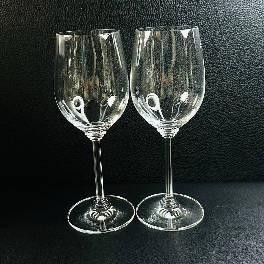 2-Signed‎ RIEDEL Crystal WINE Pattern Ribbed Stem  VIOGNIER WINE GLASS 9.25"